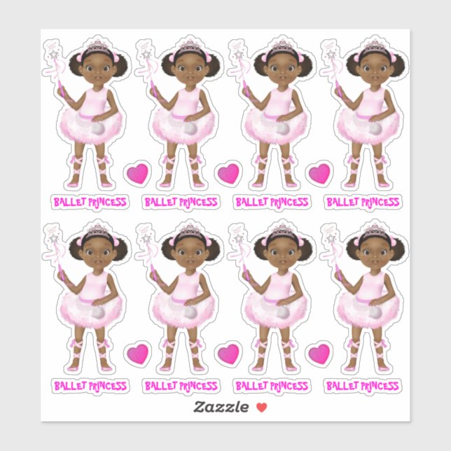 Sticker Afro-Américaine Fairy Princesse Ballerina (Feuille)