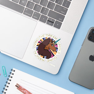 Sticker Afro Unicorn Living the Dream Design