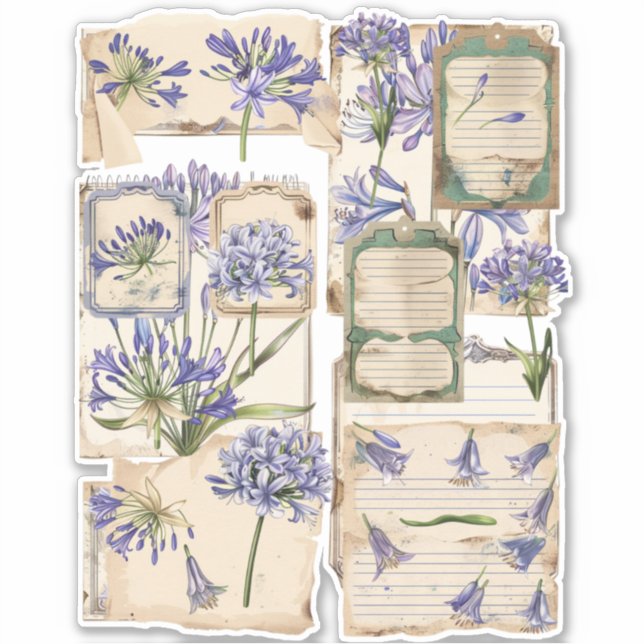 Sticker Agapanthus Fussy Cut Ephemera 2 (Devant)