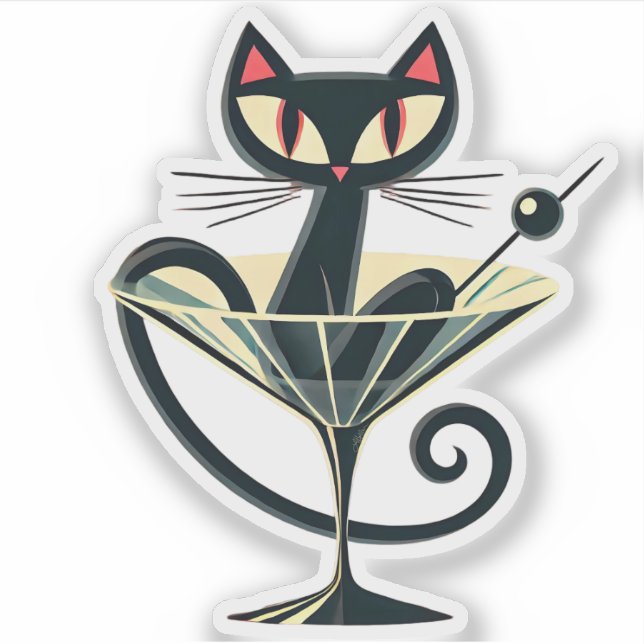 Sticker Âge atomique Futuriste de l'espace Noir Cat Martin (Devant)