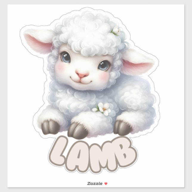Sticker Agneau doux - Pépinière (Feuille)