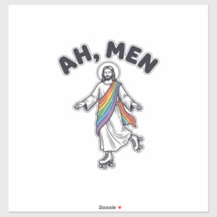 Sticker Ah Men Roller Skating Foi Vector Design_1