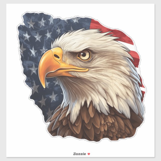 Sticker Aigle à drapeau américain (Feuille)