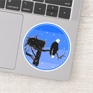 Sticker Aigle à tête blanche en hiver - Art animalier orig