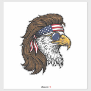 Sticker Aigle Patriotique Mulle Coupe Vintage Gravure Vect