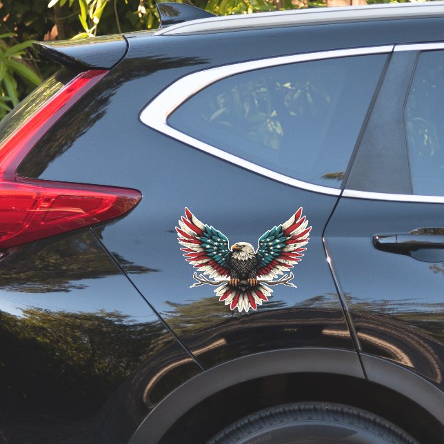 Sticker Aigle rustique patriotique américain/américain cha (Coté voiture)