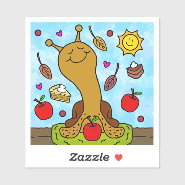 Sticker Aiguille mignonne Pomme-y Sourires doux Automne Vi (Feuille)