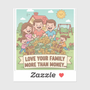 Sticker Aimez votre famille plus que de l'argent