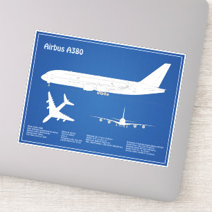 Sticker Airbus a380 - Plans de dessin de plan d'avion ABD