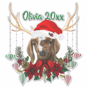 Sticker AJOUTER LE NOM - Adorable bébé chèvre de Noël
