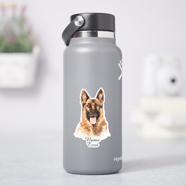 Sticker Ajouter le nom Texte, berger allemand peinture chi (HydroFlask)