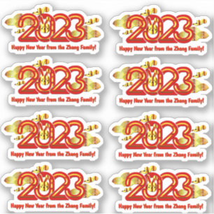 Sticker Ajouter le nom Texte Nouvel An chinois 2023 Année 