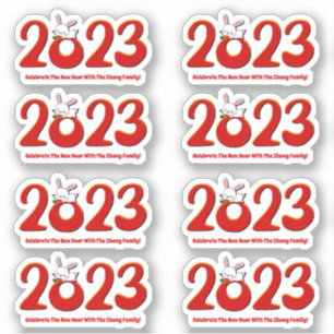 Sticker Ajouter le nom Texte Nouvel An chinois 2023 Année 