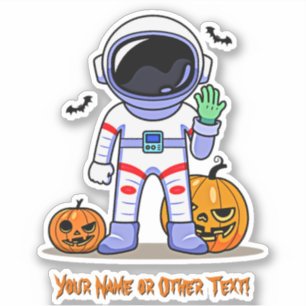 Sticker Ajouter Nom Mignon Astronaute Citrouilles Chauves-