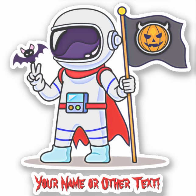 Sticker Ajouter un nom Cute Astronaut Citrouille Drapeau B (Devant)