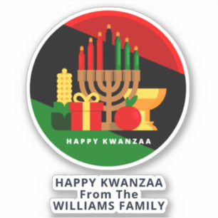 Sticker Ajouter un nom Texte, Bougies Kwanzaa Cadeaux Kiss