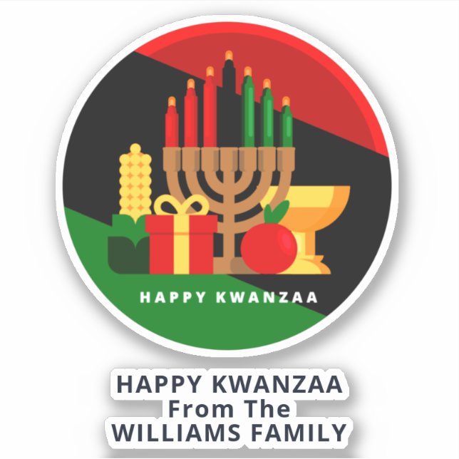 Sticker Ajouter un nom Texte, Bougies Kwanzaa Cadeaux Kiss (Devant)