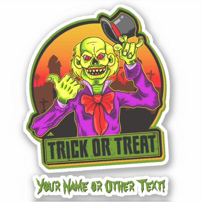 Sticker Ajouter un nom, un clown jaune effrayant, un Casqu (Devant)