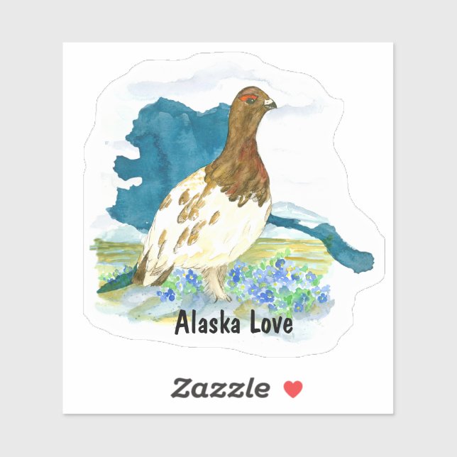 Sticker Alaska Love Willow Ptarmigan Bird Nature Souvenir (Feuille)