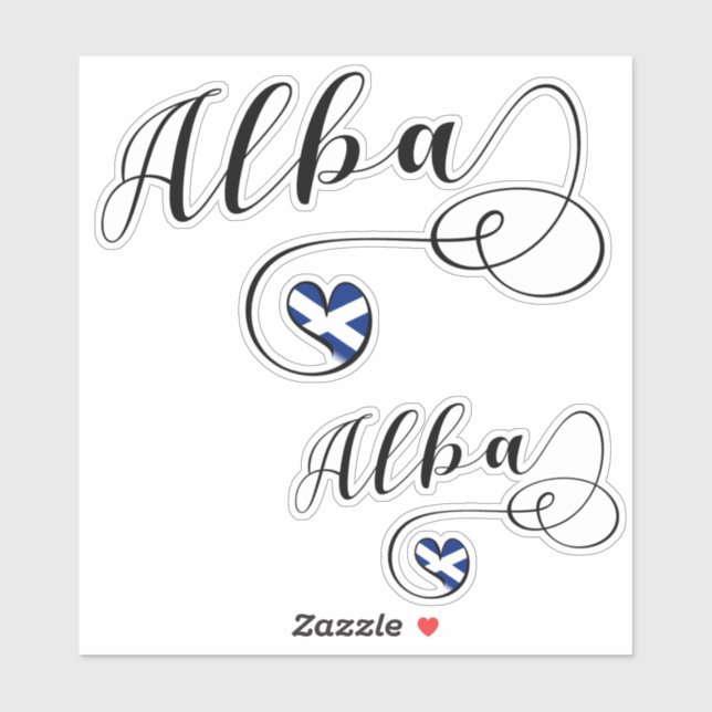 Sticker Alba, Ecosse Drapeau En Coeur, Gaelic (Feuille)