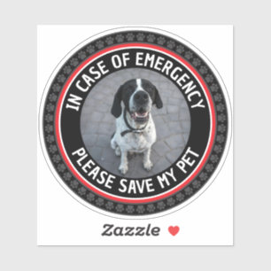 Sticker ALERTE DE SÉCURITÉ SAUVEZ MON ANIMAL Personnalisé 