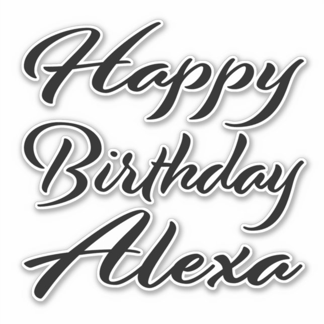 Sticker Alexa Nom Prénom Anniversaire de la Broderie noire (Devant)