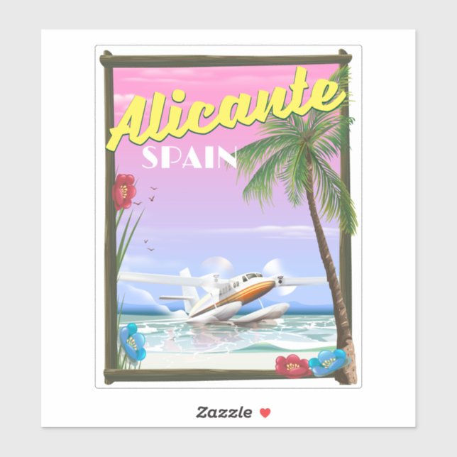 Sticker Alicante Espagne Style vintage affiche de voyage (Feuille)