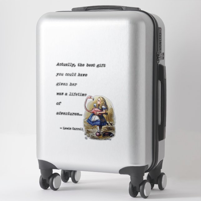 Sticker Alice In Wonderland - Devis Aventure Flamant rose (Sur valise)
