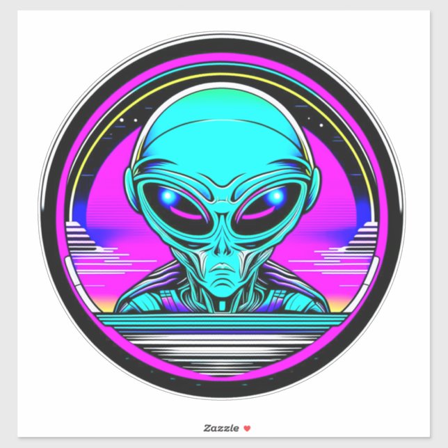 Sticker Alien extra-terrestre volant un OVNI (Feuille)