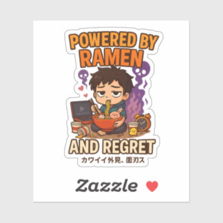 Sticker Alimenté par des ramen et des regrets
