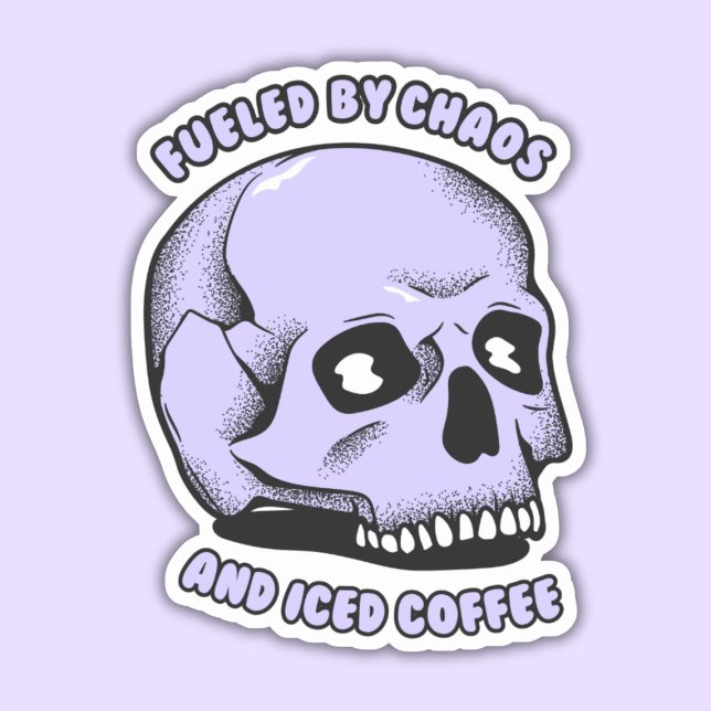 Sticker Alimenté par le chaos et le café glacé (Créateur téléchargé)