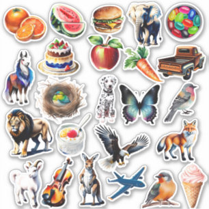 Sticker Aliments Et Aquarelle Animaux Vinyle