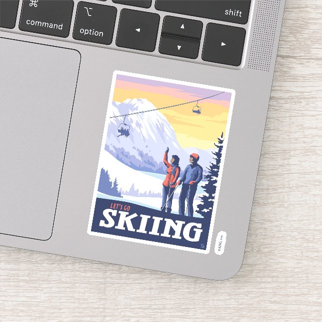 Sticker Aller skier Vintage Imprimer (Détail)