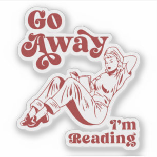 Sticker Allez-vous en, je lis Femmes vintage en lecture 