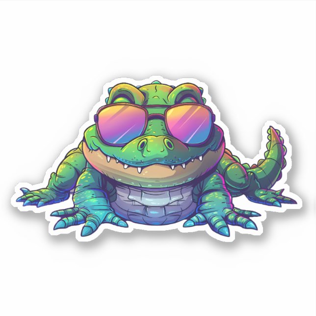 Sticker Alligator Portant des lunettes de soleil (Devant)