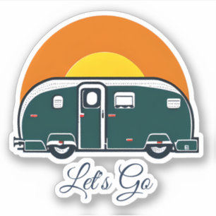 Sticker Allons-y ! Camper Vintage amusant RV