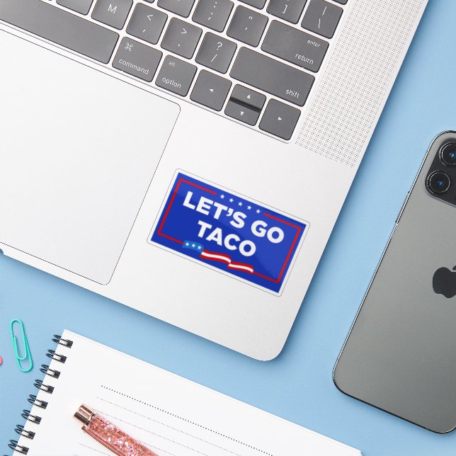 Sticker Allons-y Taco Trump toujours chickens dehors drôle (Ordinateur portable avec iPhone)