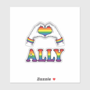Sticker Ally Arc-en-ciel Mains Cœur Vintage Fierté Chemise