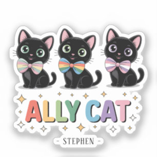 Sticker Ally Cat - Black Cat LGBTQ Pride