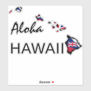 Sticker ALOHA - HAWAII ÎLES HI Drapeau NOIR