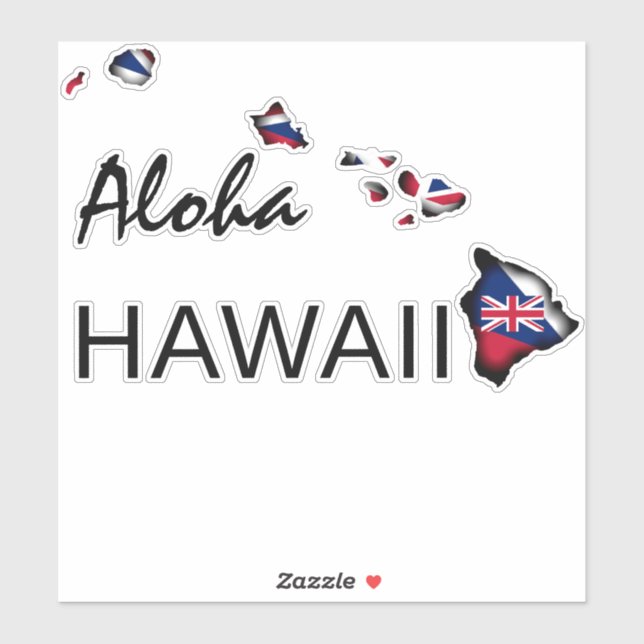 Sticker ALOHA - HAWAII ÎLES HI Drapeau NOIR (Feuille)