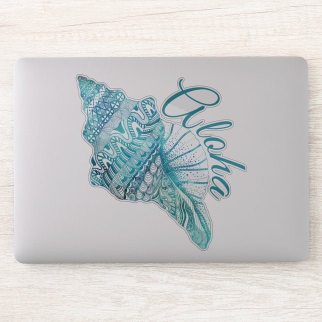 Sticker Aloha Hawaii Turquoise Conch Shell (Ordinateur)