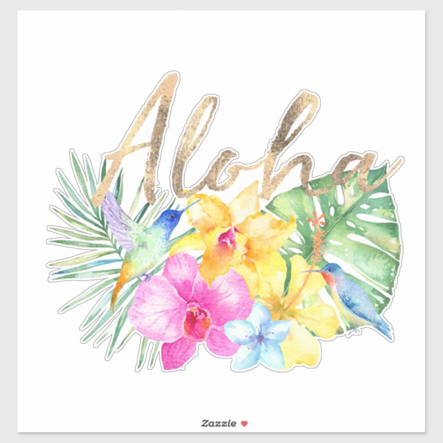 Sticker Aloha Tropical Feuille Floral (Feuille)