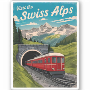 Sticker Alpes suisses Vintage voyage Suisse Rétro Pittores