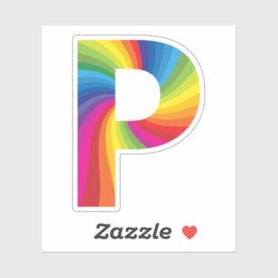 Sticker Alphabet arc-en-ciel coloré mignon P