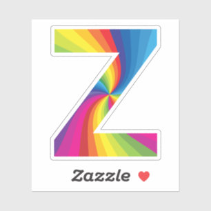 Sticker Alphabet arc-en-ciel coloré mignon Z