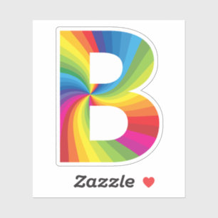 Sticker Alphabet arc-en-ciel couleur mignon B