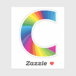 Sticker Alphabet arc-en-ciel couleur mignon C