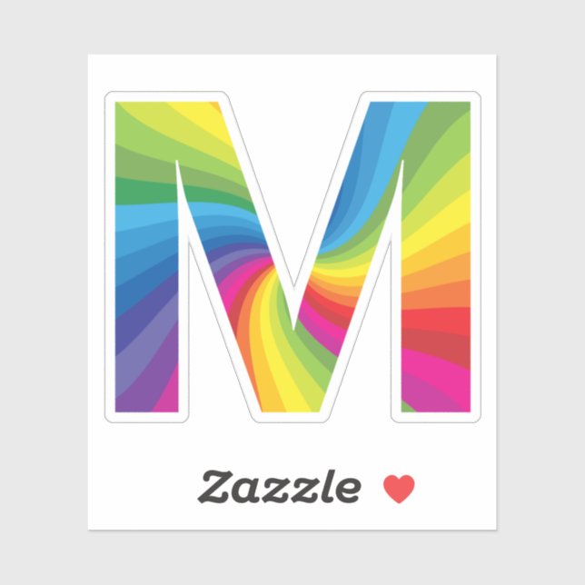Sticker Alphabet arc-en-ciel couleur mignon M (Feuille)