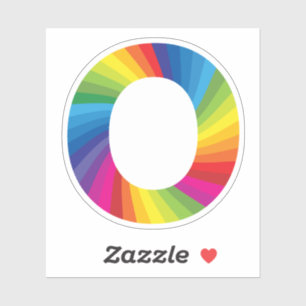 Sticker Alphabet arc-en-ciel couleur mignon O